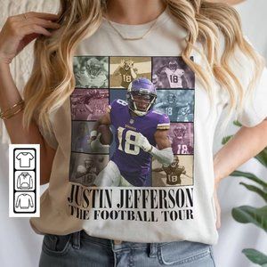 Justin Jefferson Football Merch Shirt, Minnesota Vintage 90s Bootleg Justin tee
